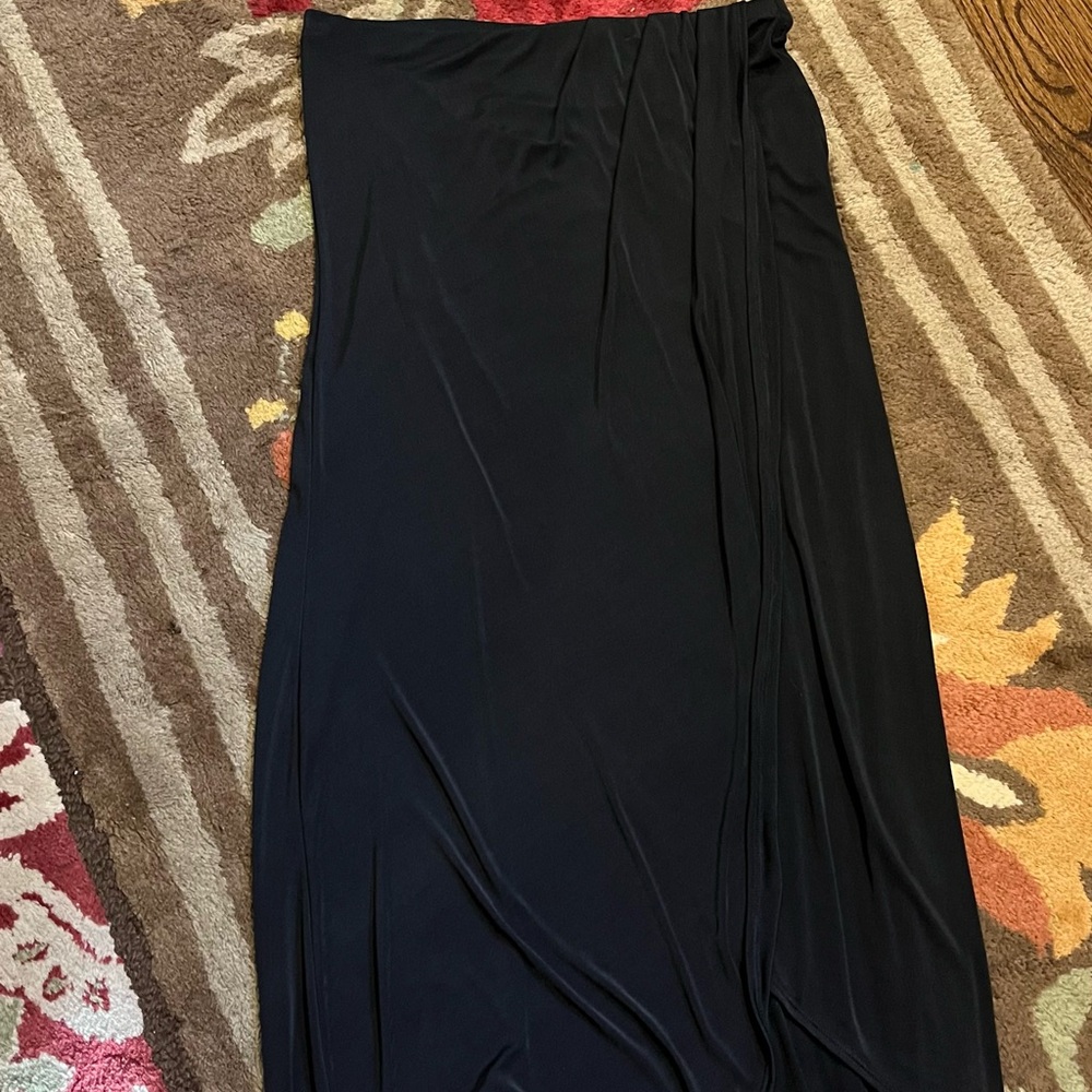 Free People wrap maxi skirt with tulip hem. Polyester /black.